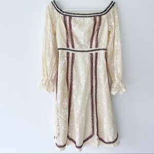 Champagne & Strawberry vintage ivory lace boho dress